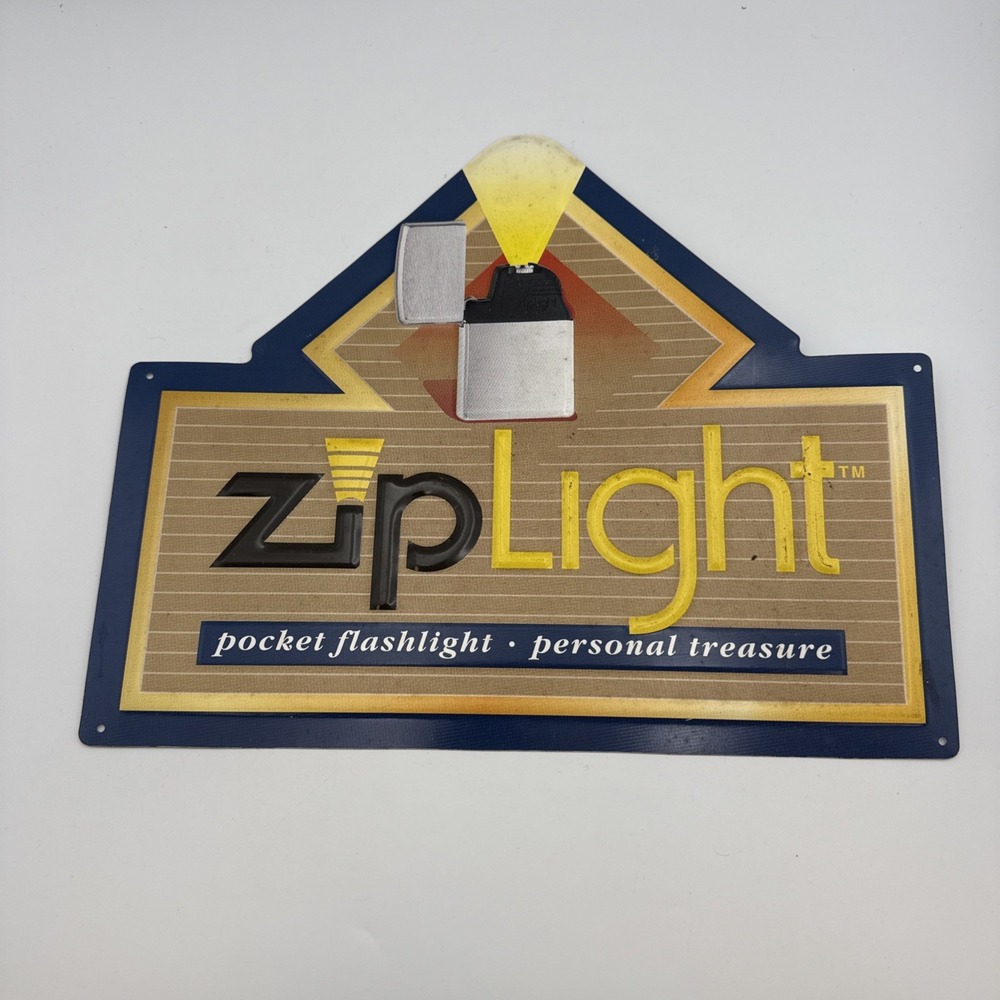 Vintage Zip Light Metal Sign 15" By 12"